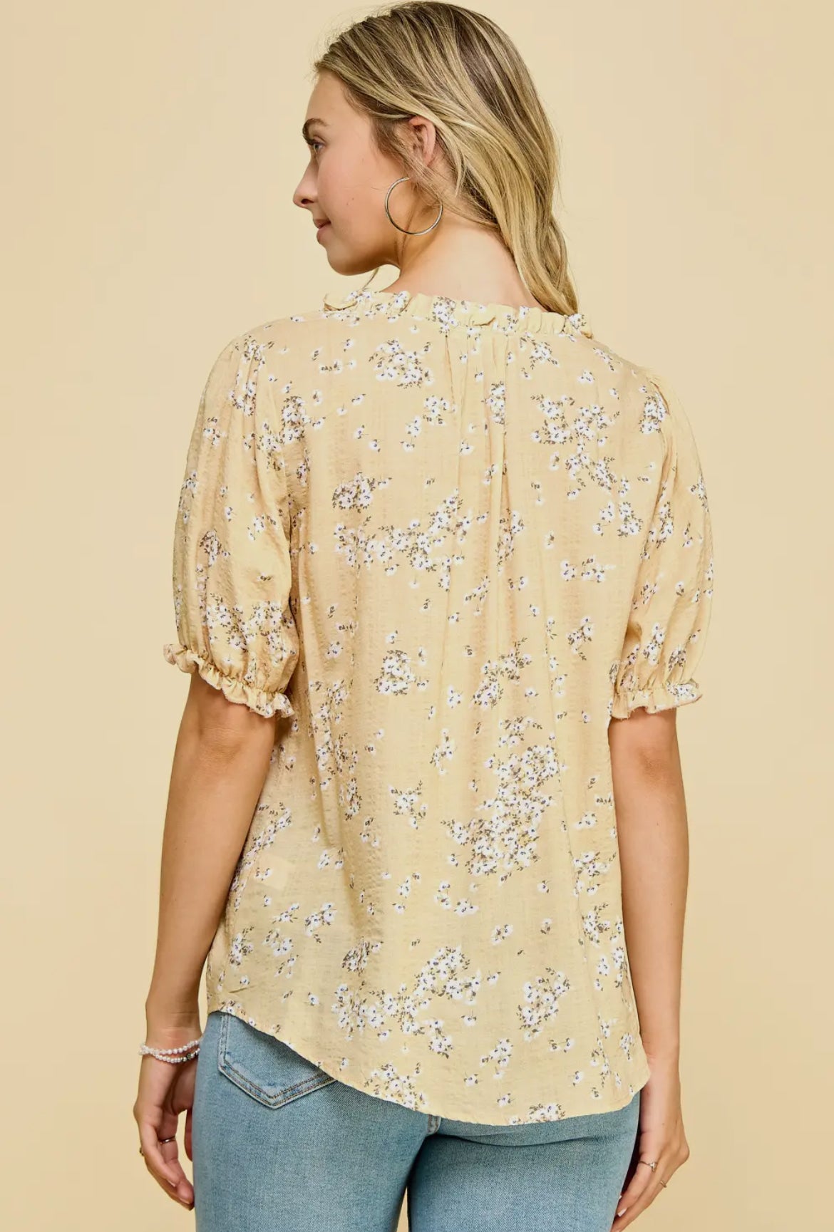 Floral Georgia Top With Neck Tie Detail